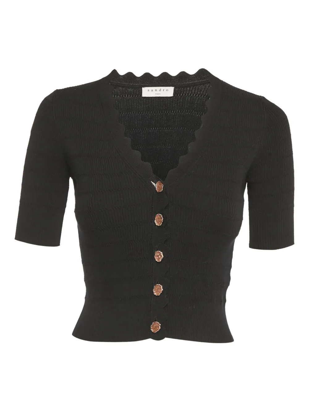 SANDRO rib-knit button cardigan | Black | Image 1