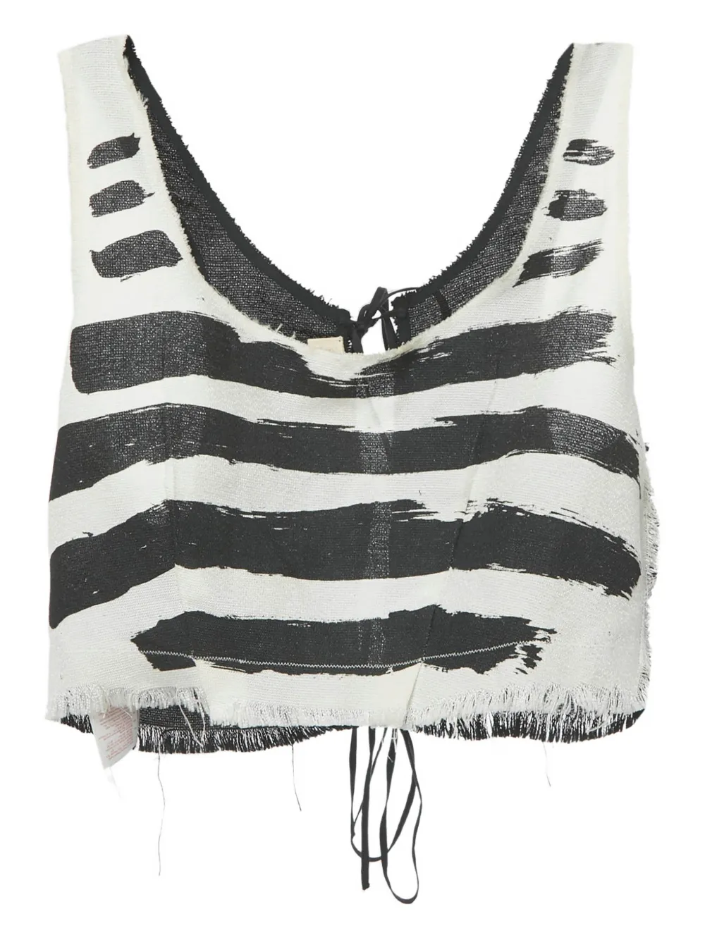 Marni Pre-Owned brushstroke-print frayed top | White | Image 1