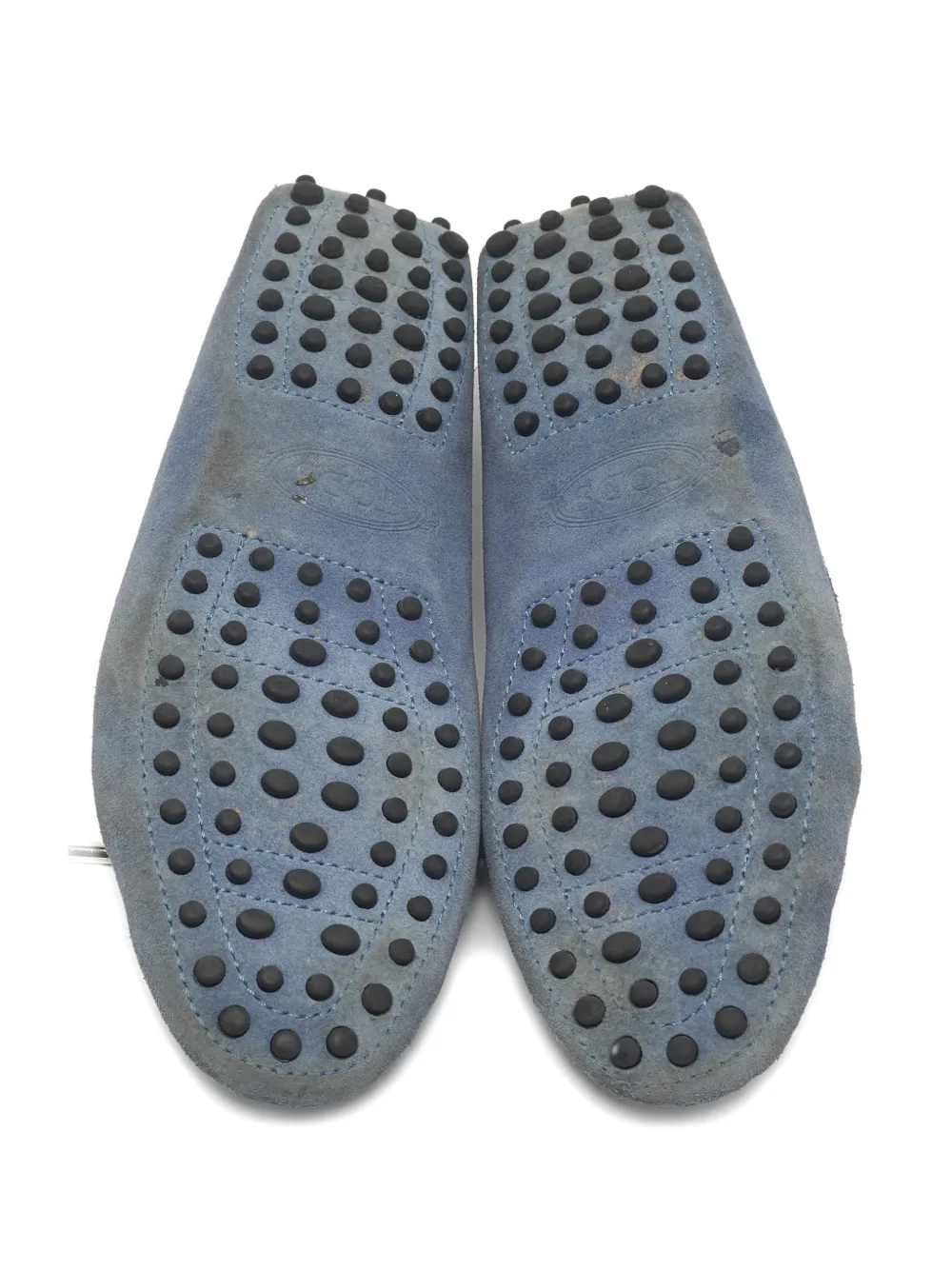 Tod's Vintage suede pebbled-sole boat shoes - Blauw