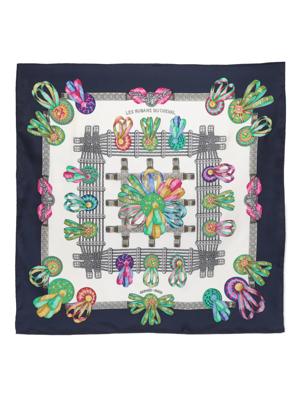 Hermès Pre-Owned Sciarpa in seta con decorazione - Blu