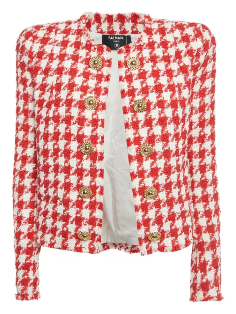 Balmain Pre-Owned houndstooth-pattern tweed-effect jacket