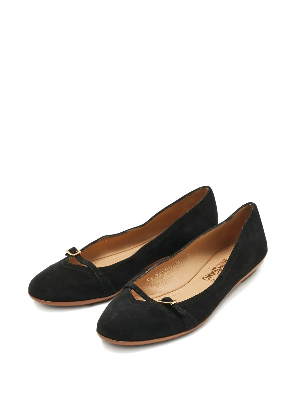 Ferragamo Pre-Owned Audrey suede flats - Zwart