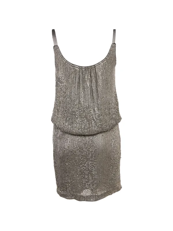 knee length dresses for ladies Silver Sequined Halter Mini Dress|ShinyGal