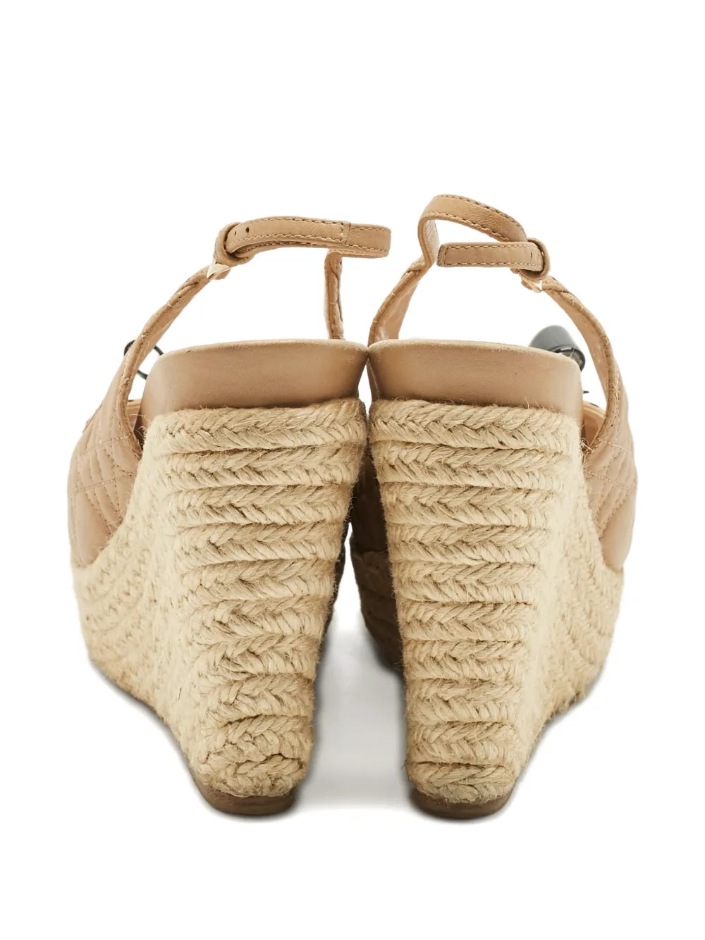 Christian Dior Pre-Owned cannage bow wedge espadrilles - Beige