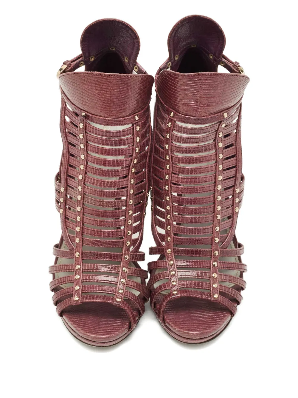 Sergio Rossi textured-leather strappy sandals - Paars