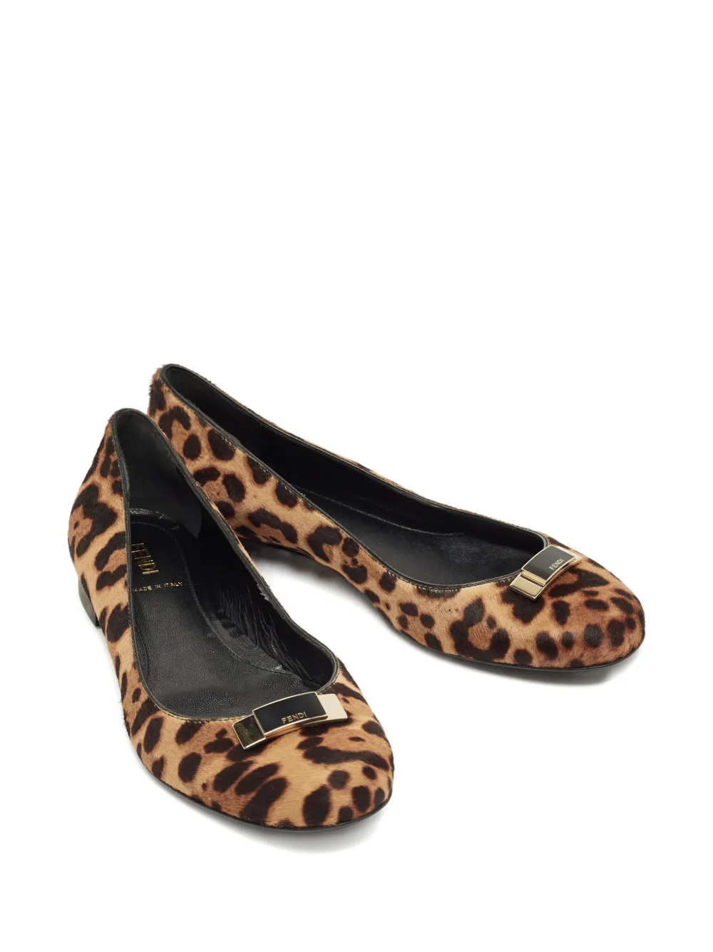 Fendi Pre-Owned leopard print bow ballet flats - Bruin