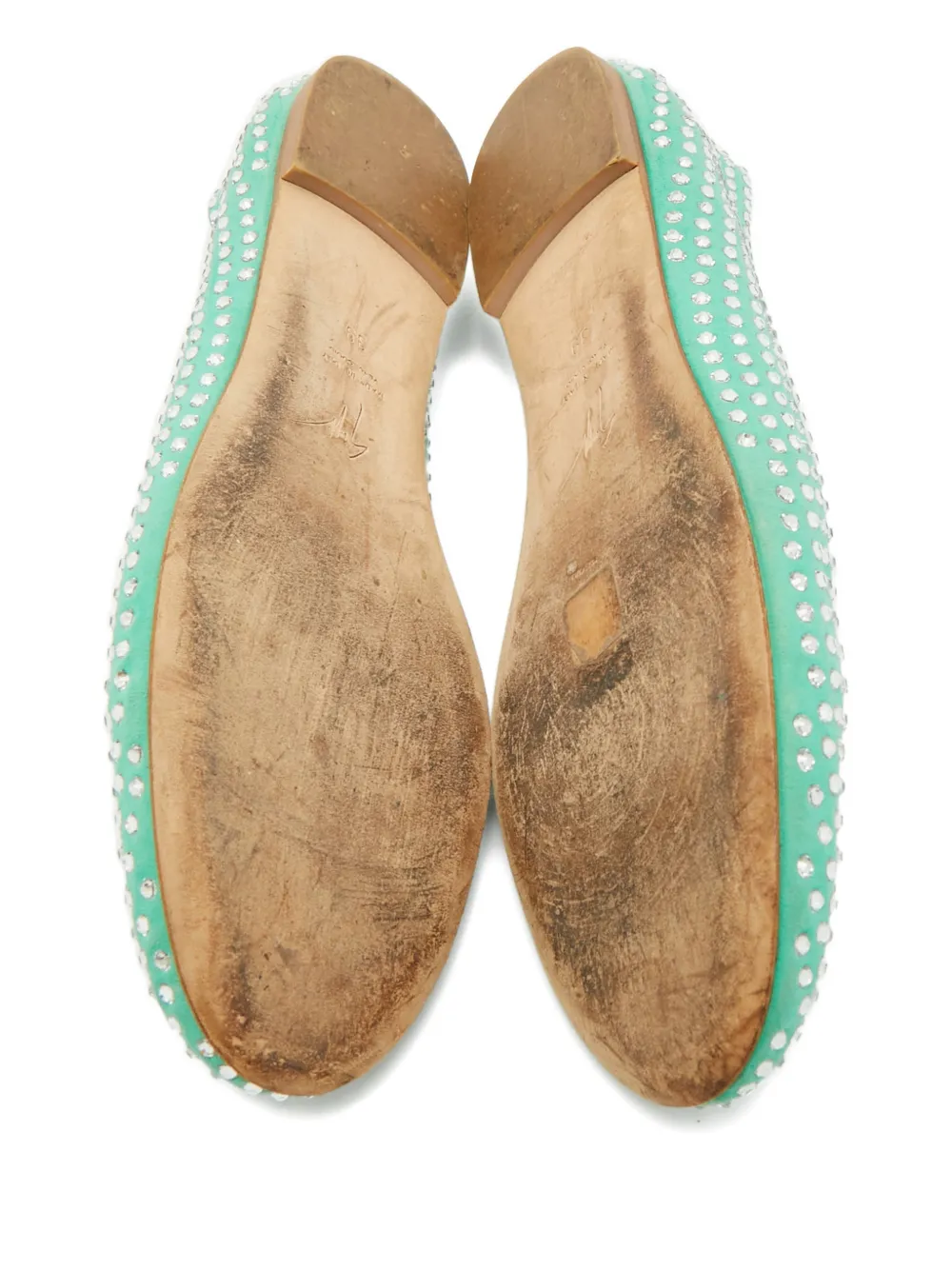 Giuseppe Zanotti euede crystal-embellished ballet flats - Groen