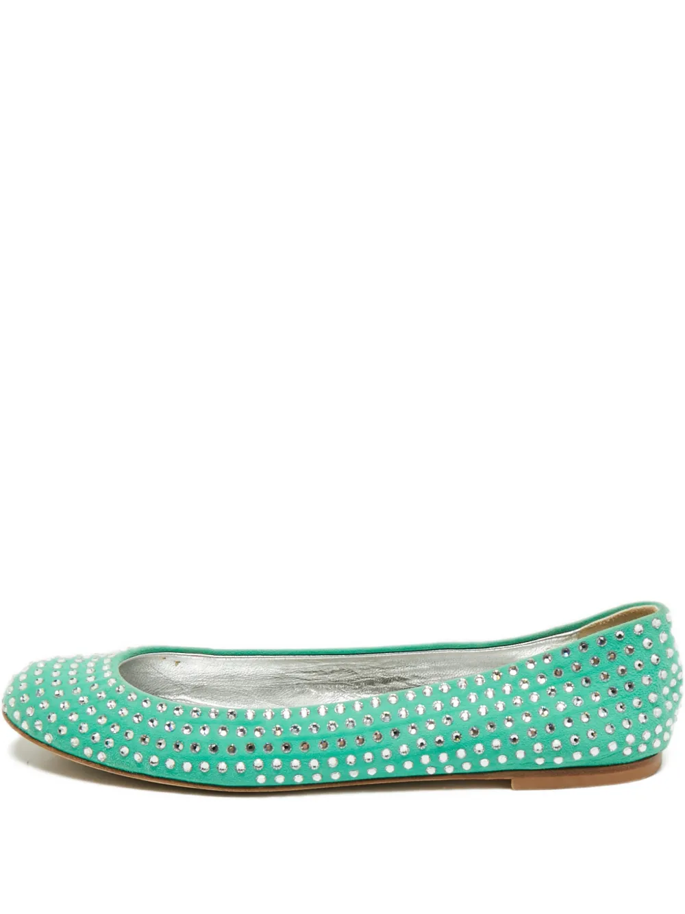 Giuseppe Zanotti euede crystal-embellished ballet flats - Grün