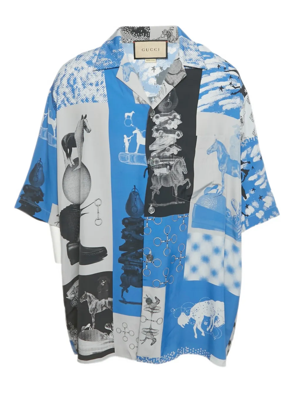 Gucci Pre-Owned camisa de seda con estampados | azul | Image 1
