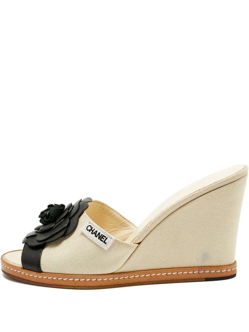 CHANEL Pre-Owned Camelia wedge sandals | Neutrals | Image 1