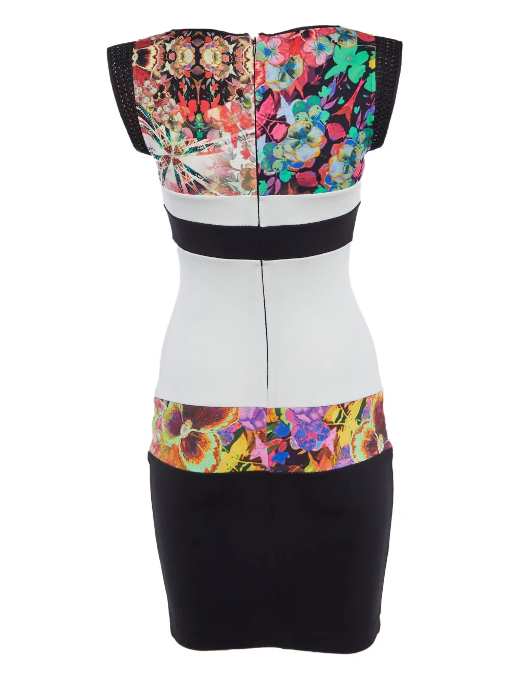 Cavalli Class floral-print sleeveless dress - Zwart