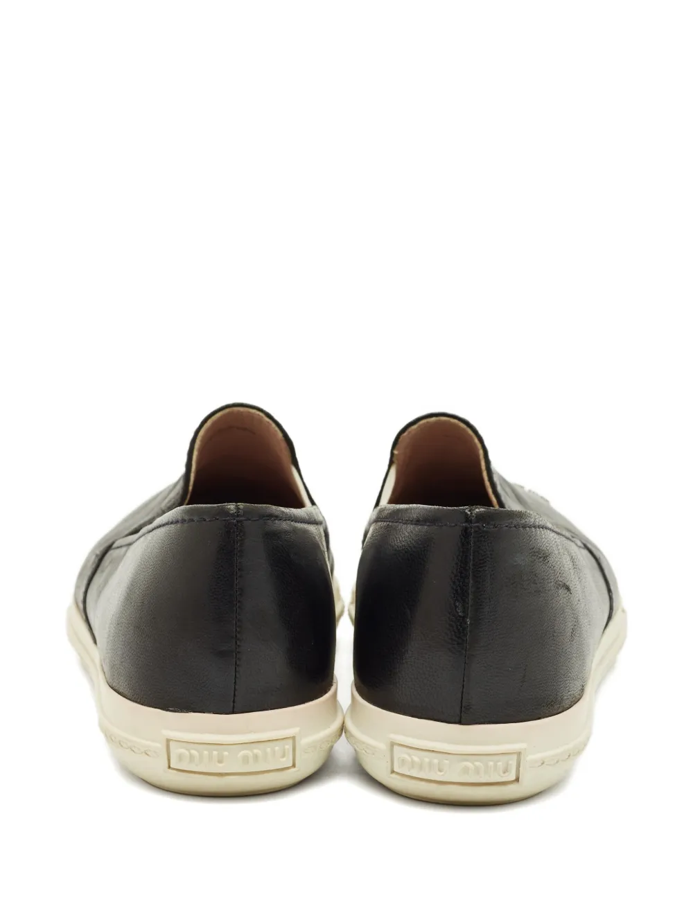 Miu Miu Pre-Owned Metallic cap-toe Leather slip-on Sneakers