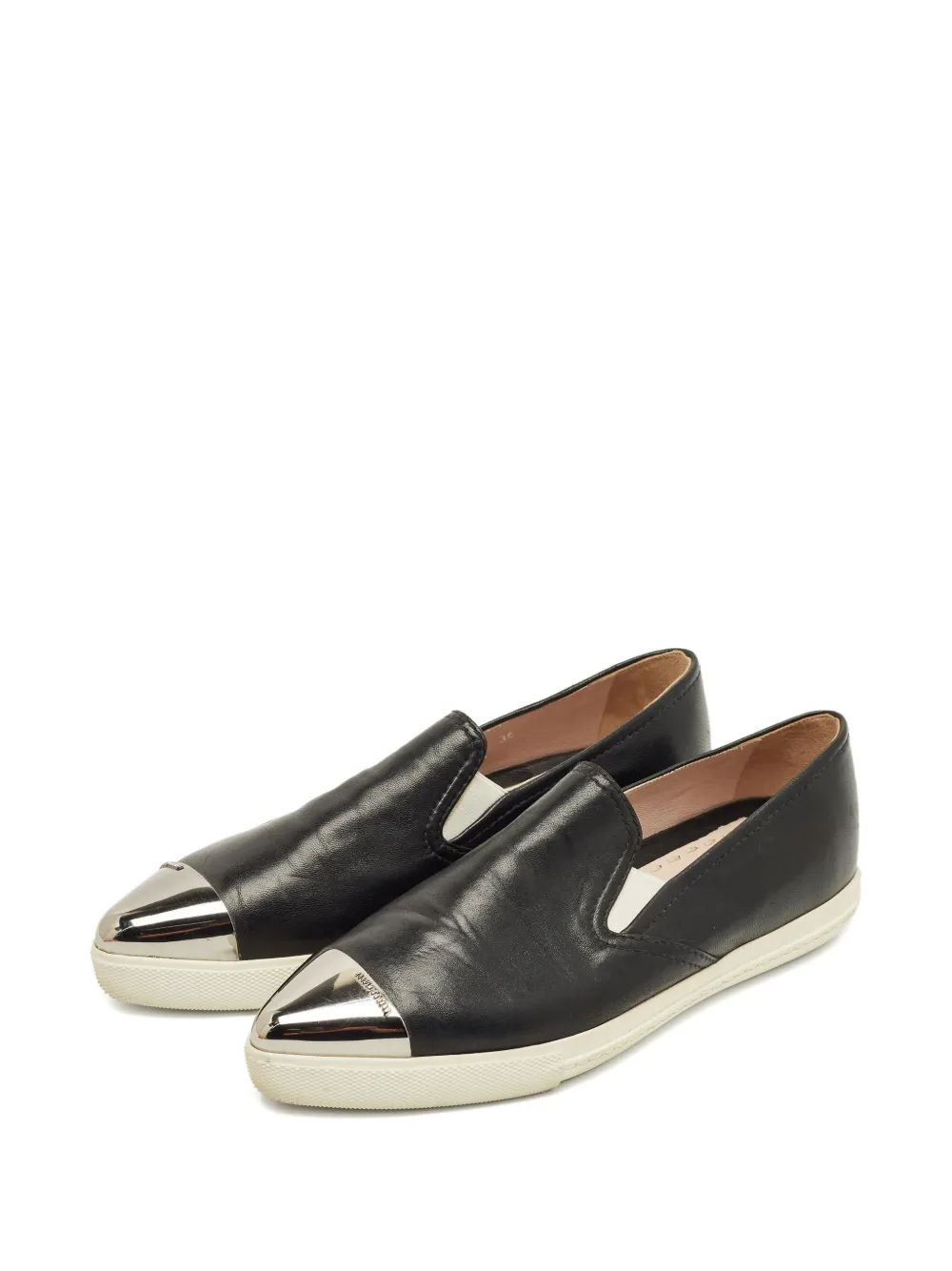 Miu Miu Pre-Owned metallic cap-toe leather slip-on sneakers | Image 2