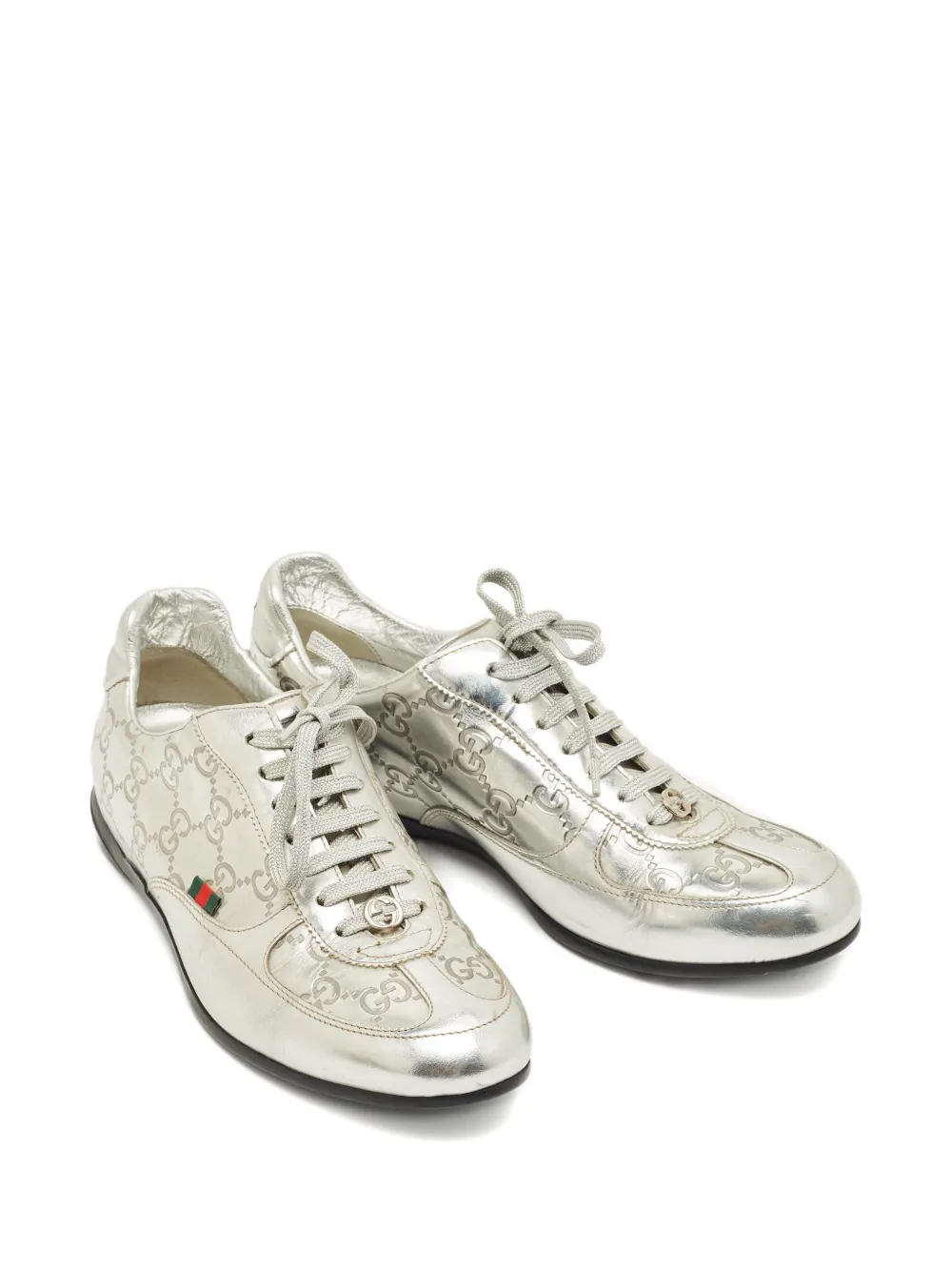 Gucci Pre-Owned monogram leather sneakers - Zilver