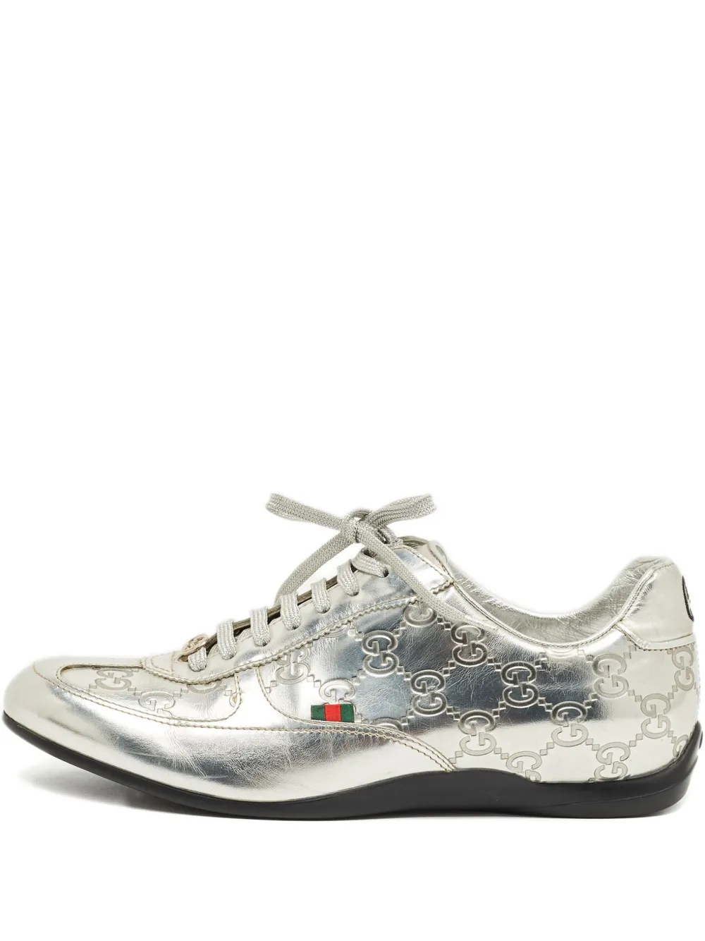 Gucci Pre-Owned monogram leather sneakers - Silber