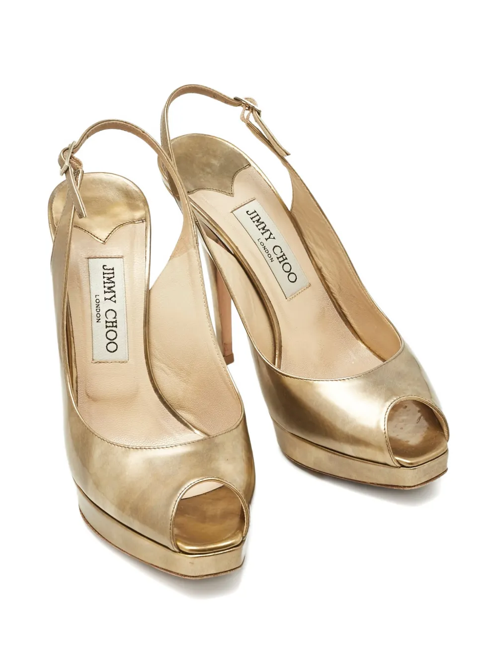 Jimmy Choo Pre-Owned peep-toe leather pumps - Goud