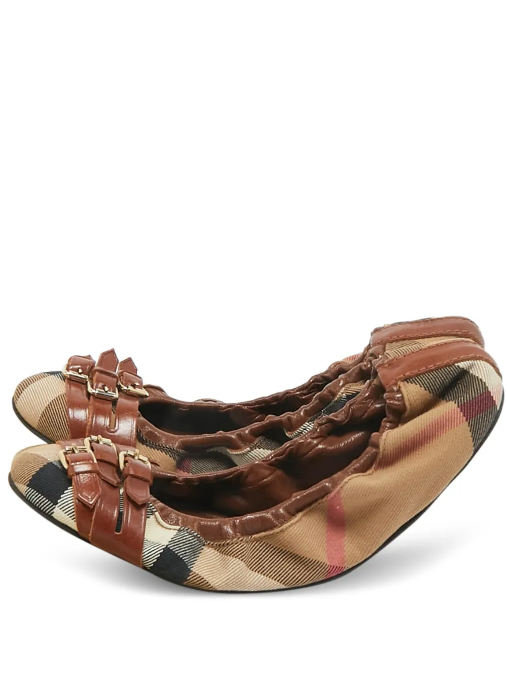 Burberry Pre-Owned multicolour check ballet flats - Nude