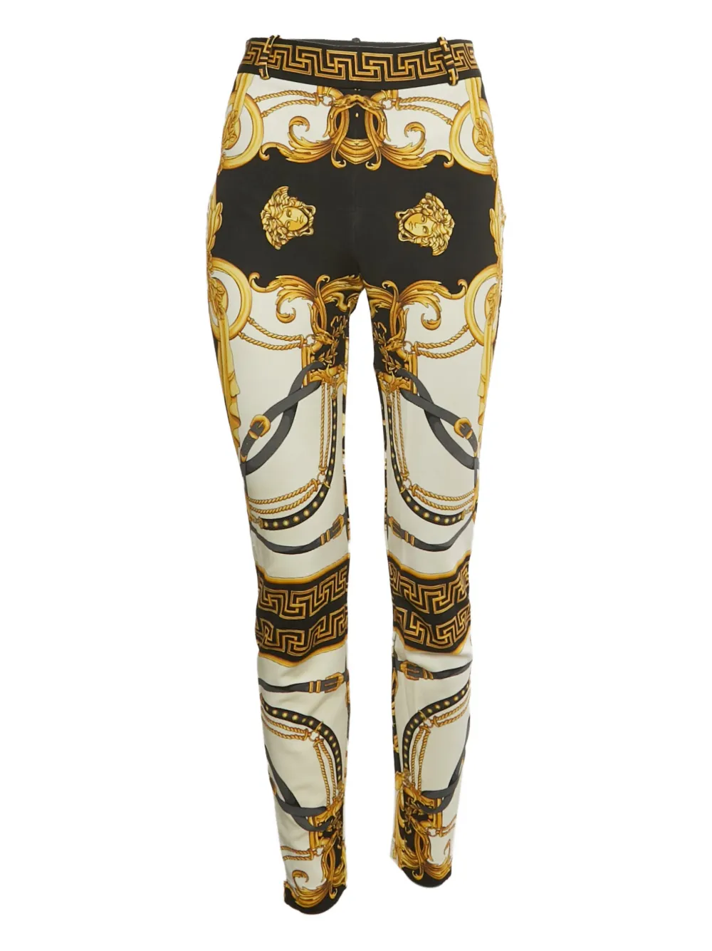 Pre-owned Versace Barocco-print Trousers In White