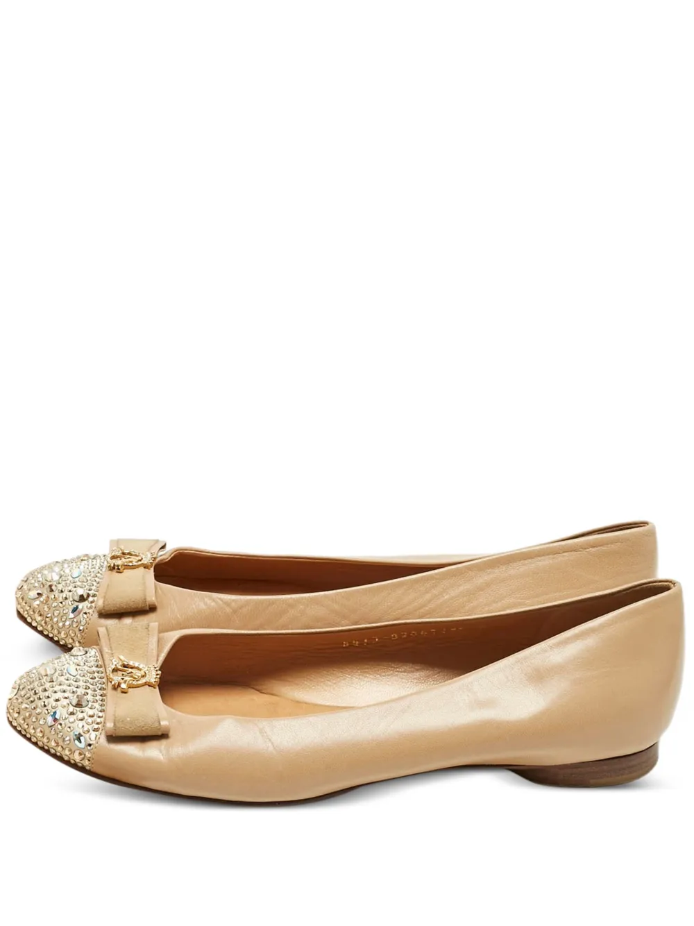 Gina crystal-embellished bow ballet flats - Toni neutri