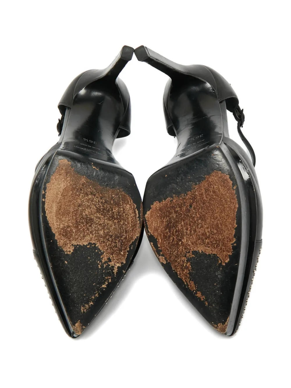 Saint Laurent Pre-Owned leather platform T-bar pumps - Zwart