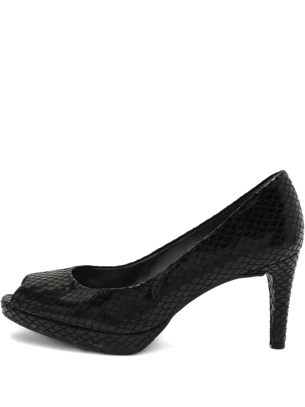 Pre-owned Stuart Weitzman Python-effect Leather Pumps In Black