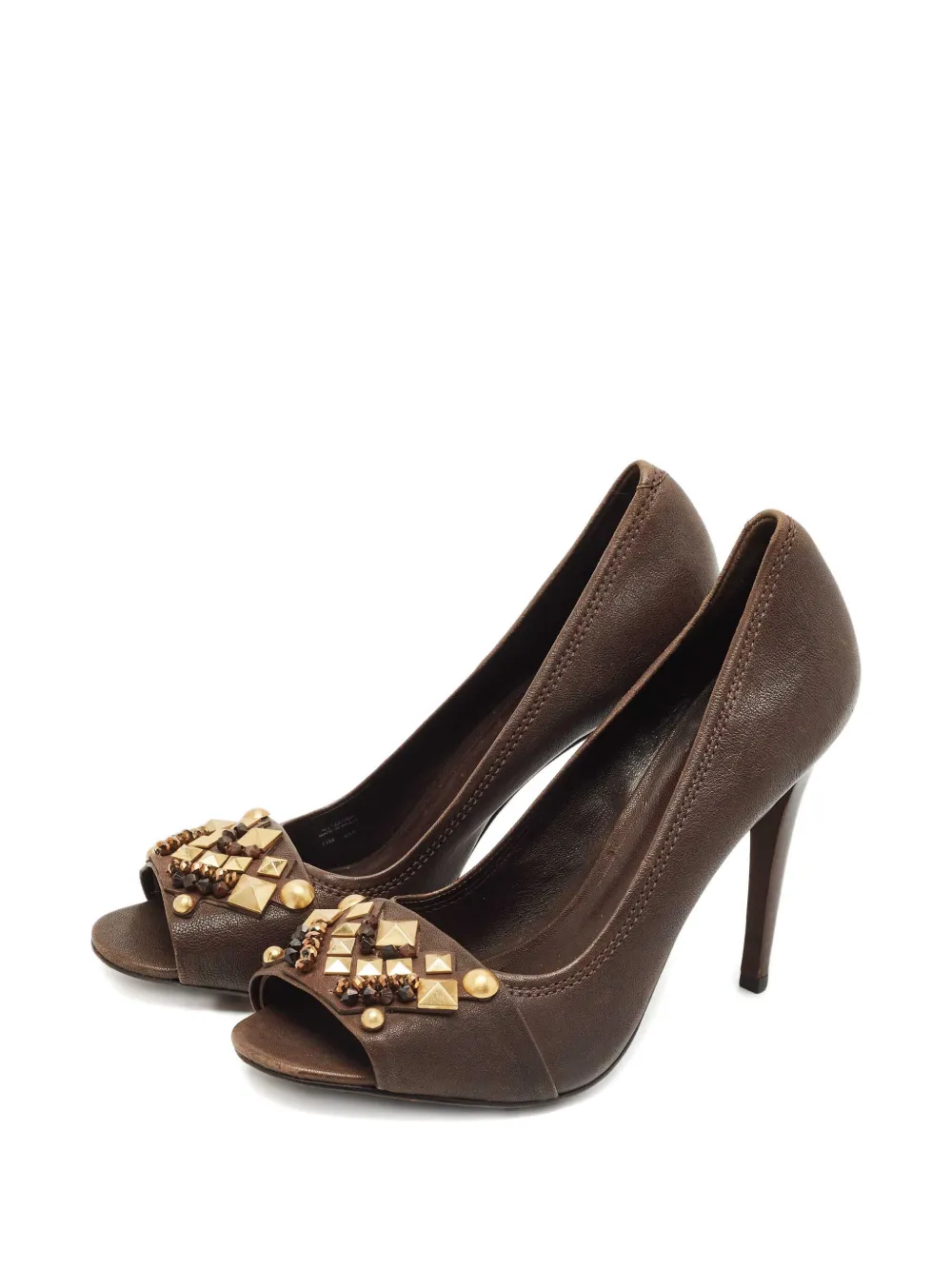 Tory Burch stud-mbellished open-toe pumps - Bruin
