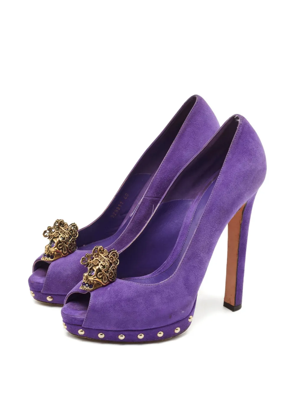 Alexander McQueen Pre-Owned skull peep-toe sandals - Paars