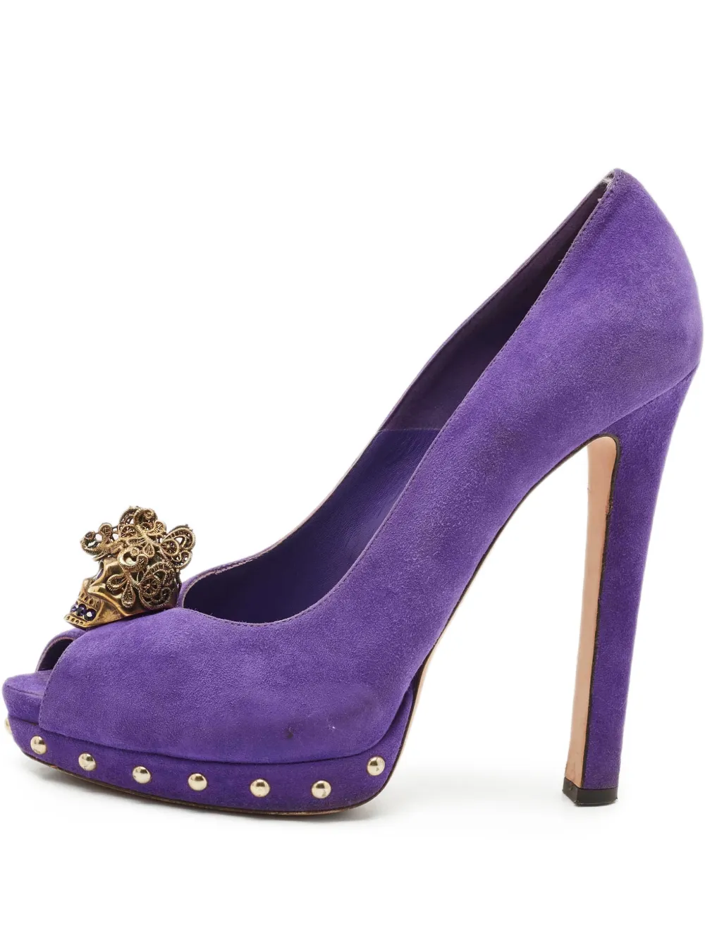 Alexander McQueen Pre-Owned skull peep-toe sandals - Violett