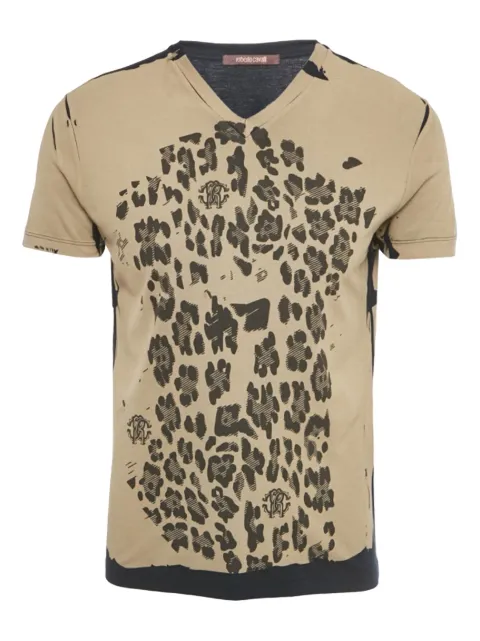 Roberto Cavalli Vintage playera con animal print y cuello en V