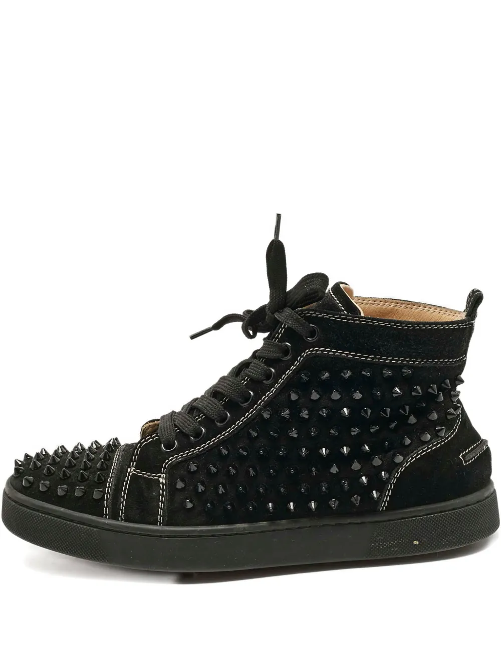 Christian Louboutin Pre-Owned Lou spikesdetail suede sneakers - Nero