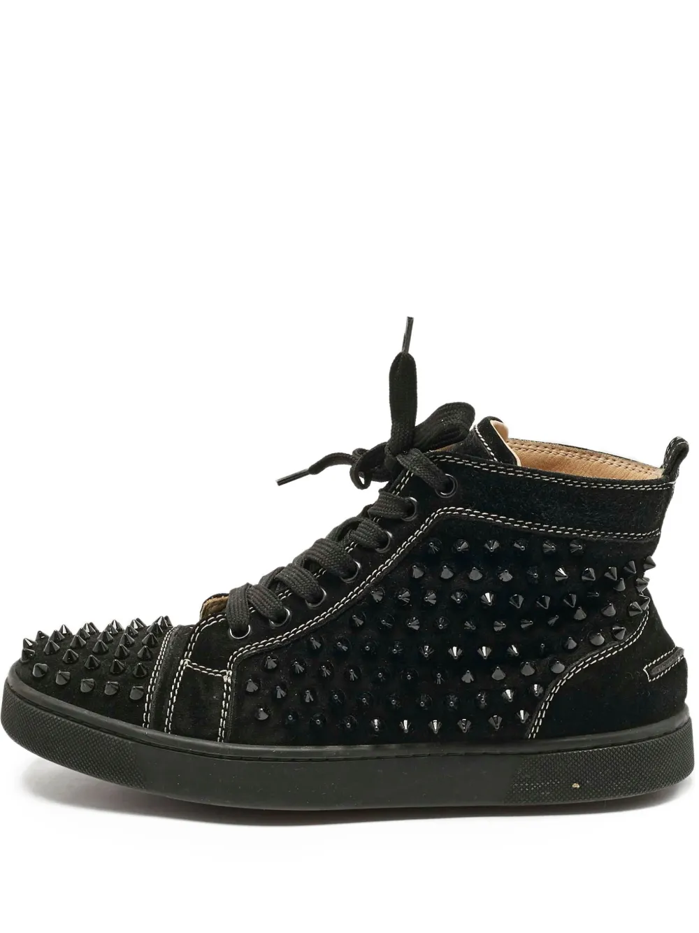 Christian Louboutin Pre-Owned Lou spikesdetail suede sneakers - Schwarz