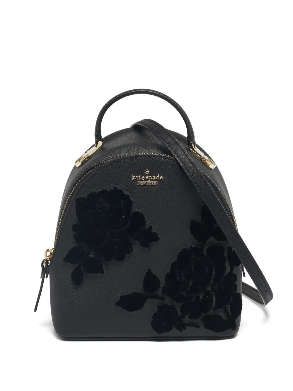 Kate Spade Binx flock rose leather backpack - Nero
