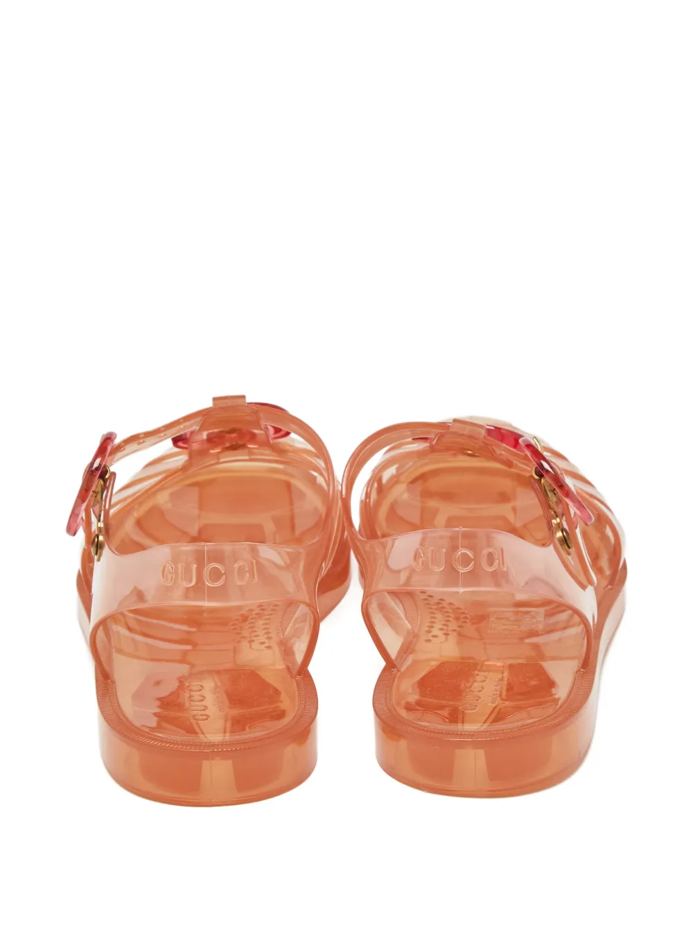 Pre-owned Gucci Double G Jelly Sandals In Orange