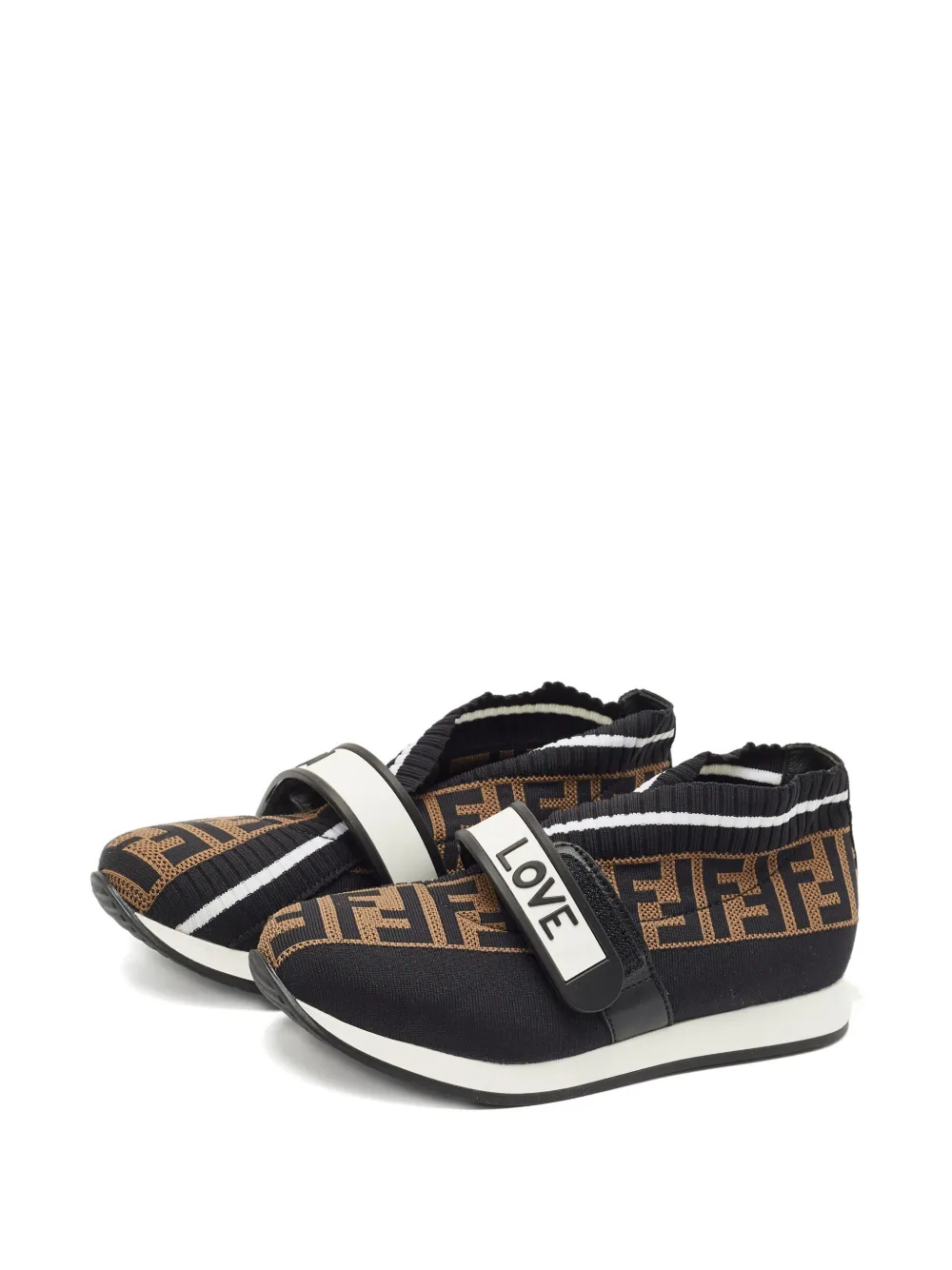 Fendi Pre-Owned zucca-print knit sneakers - Zwart