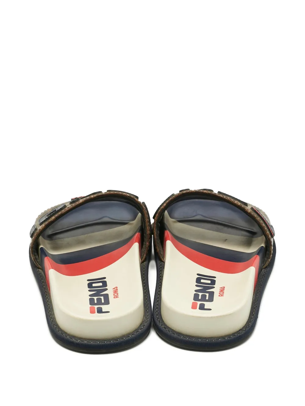 Fendi Pre-Owned Mania lettering coated canvas slides 36.5 - Bruin