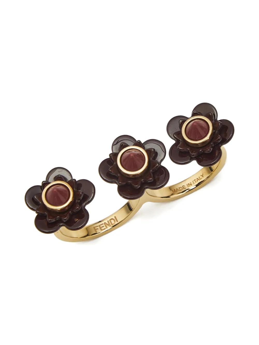 Fendi Pre-Owned flower two-finger ring - Oro
