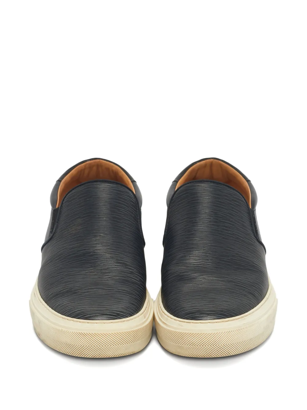 Pre-owned Louis Vuitton Textured Leather Sneakers In Blue