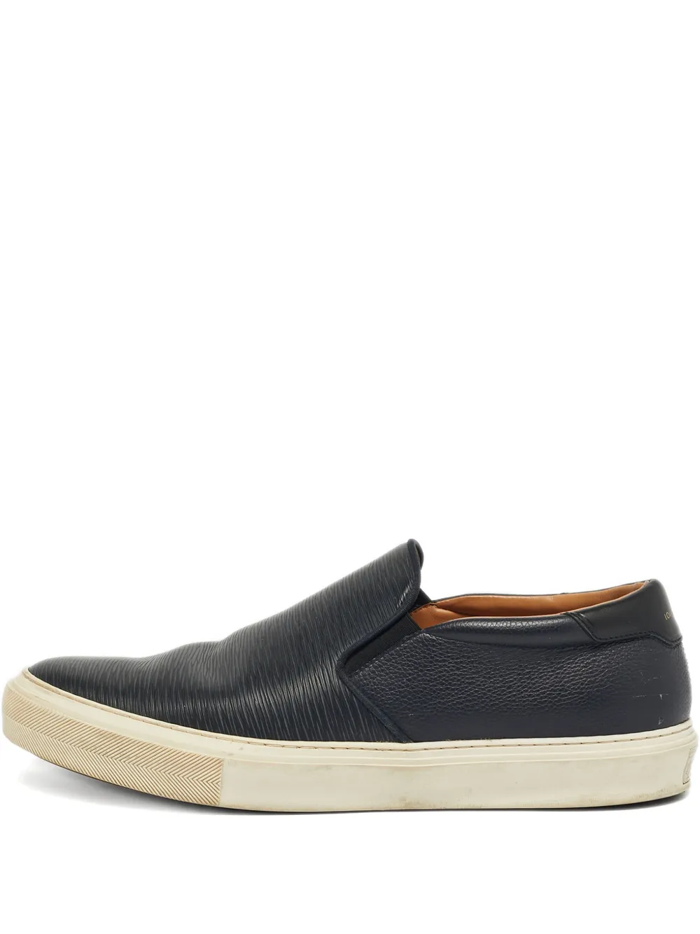 Pre-owned Louis Vuitton Textured Leather Sneakers In Blue