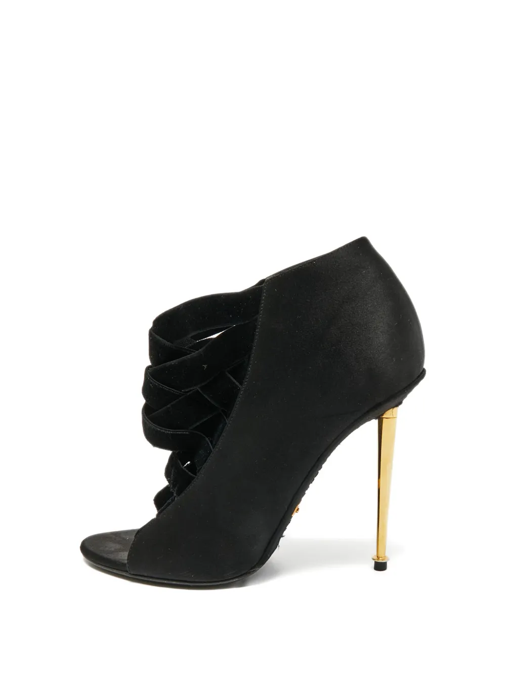 Tom Ford Pre-Owned 110mm satin open-toe booties | Black | Image 1