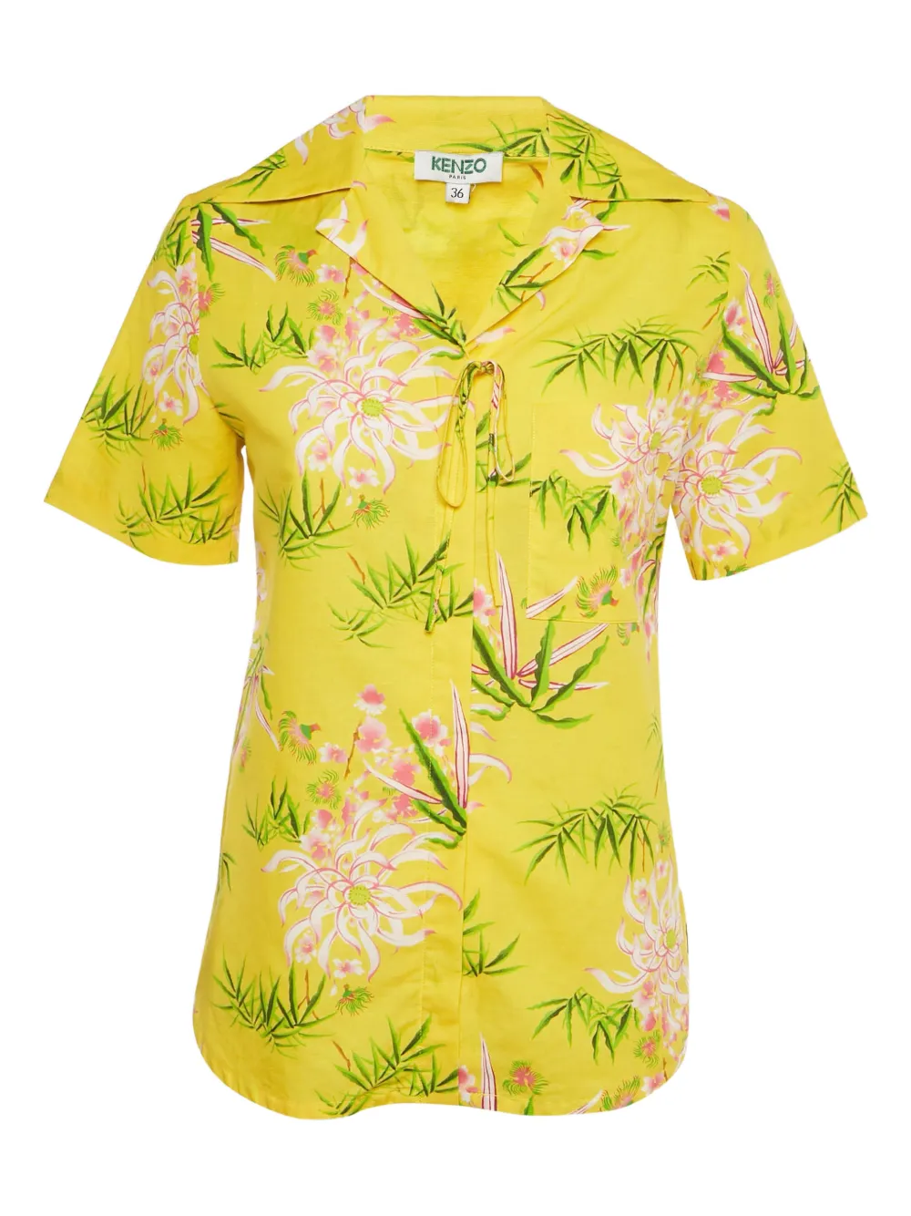 Pre-owned Kenzo Hawaiian Floral Shirt In Yellow