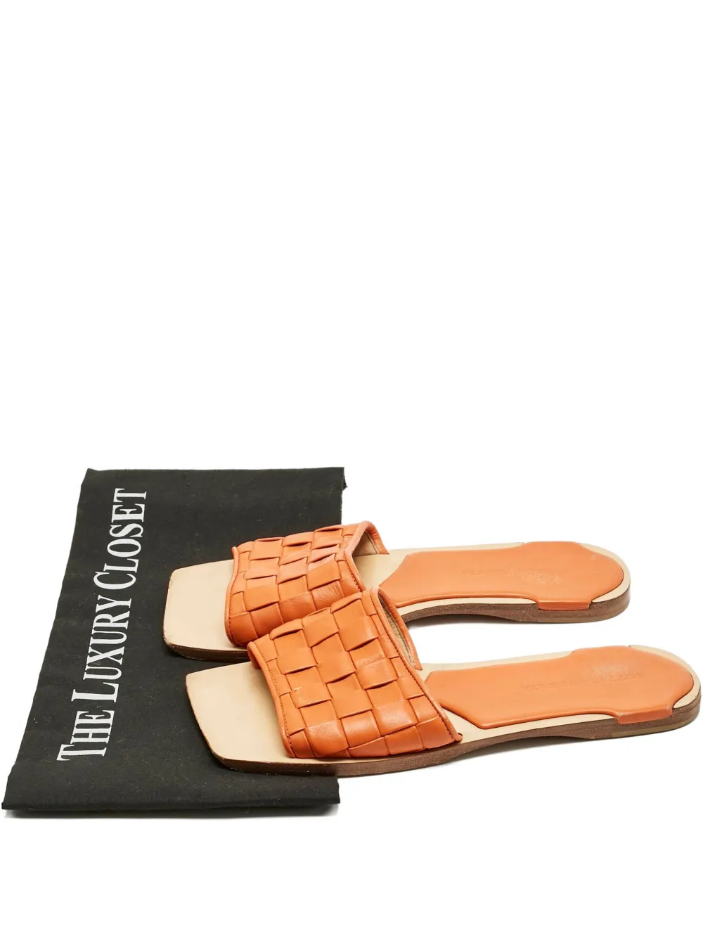 Pre-owned Bottega Veneta Intrecciato Leather Sandals In Orange