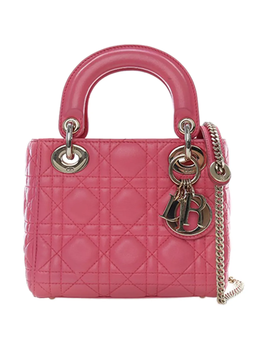 Christian Dior Pre-Owned Borsa a tracolla Lady Dior mini in pelle di agnello con motivo Cannage 2018 - Rosa
