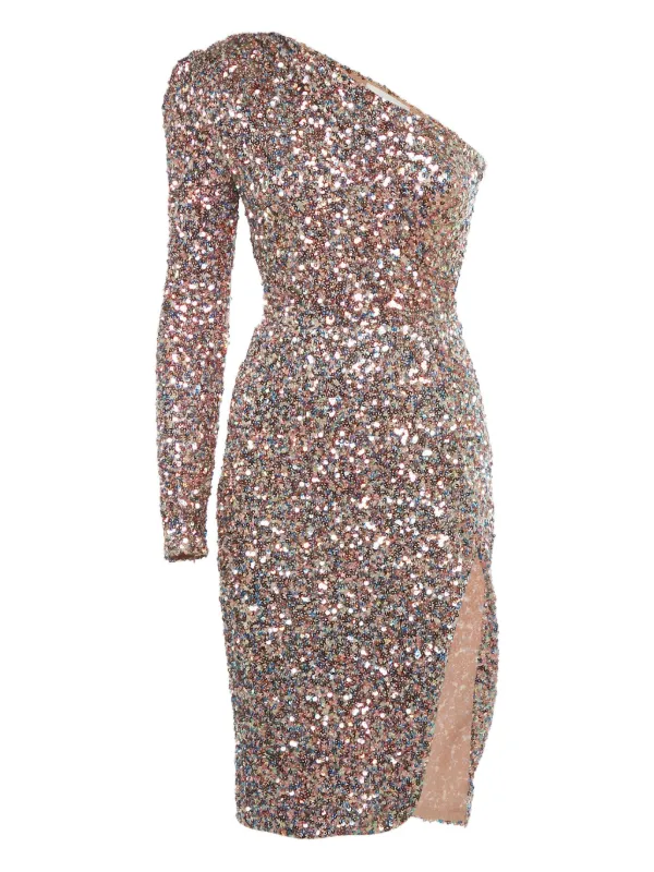 Bronx And Banco one-shoulder Sequin Midi Dress | Neutrals | FARFETCH ID