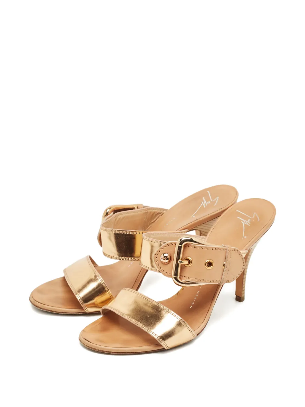 Giuseppe Zanotti buckled leather mules - Goud