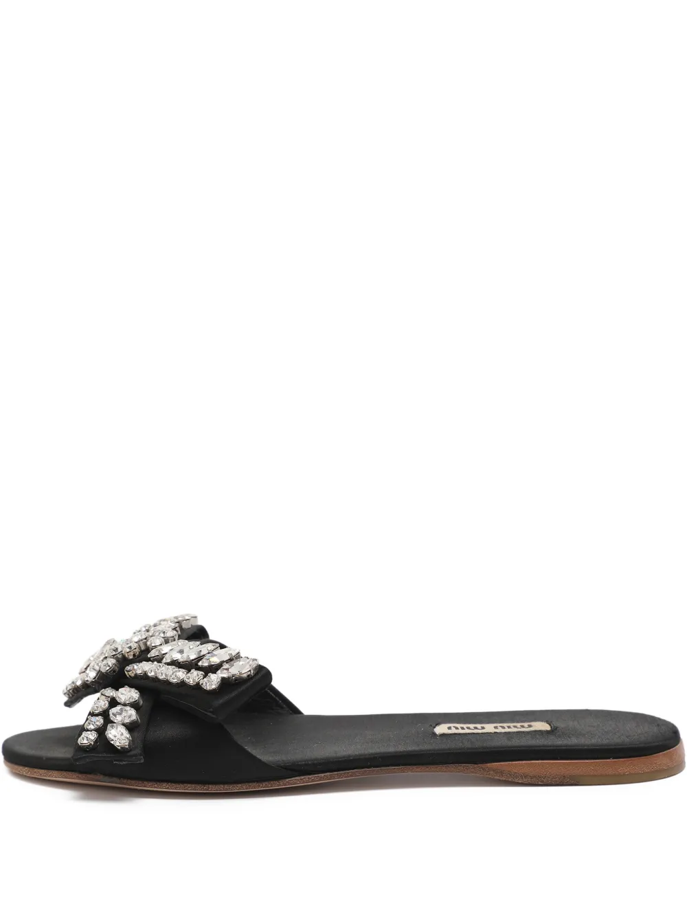 Miu Miu Pre-Owned crystal-embellished bow-detail sandals - Black