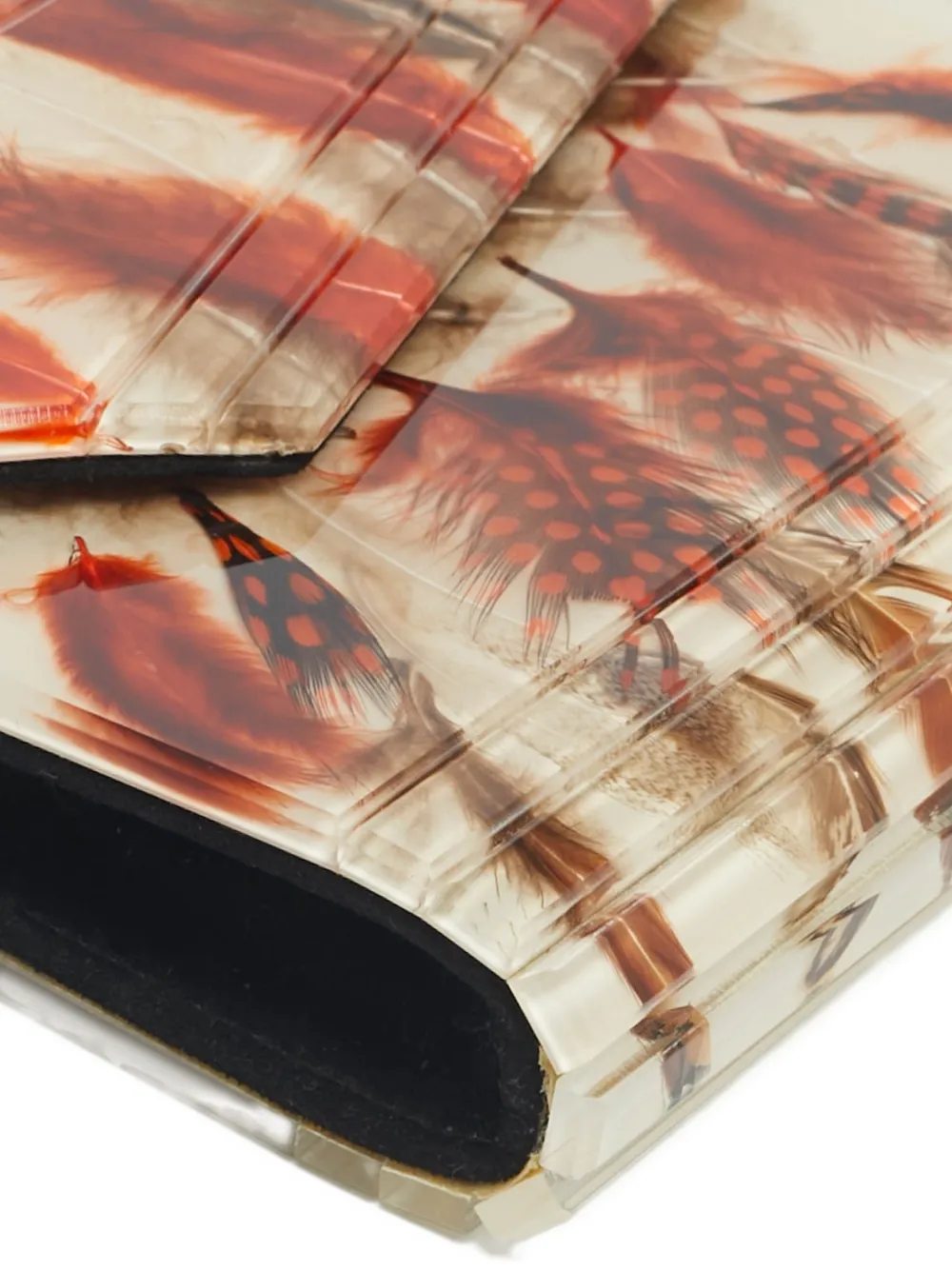 JIMMY CHOO Pre-owned Feather-print Chain Clutch In Neutral