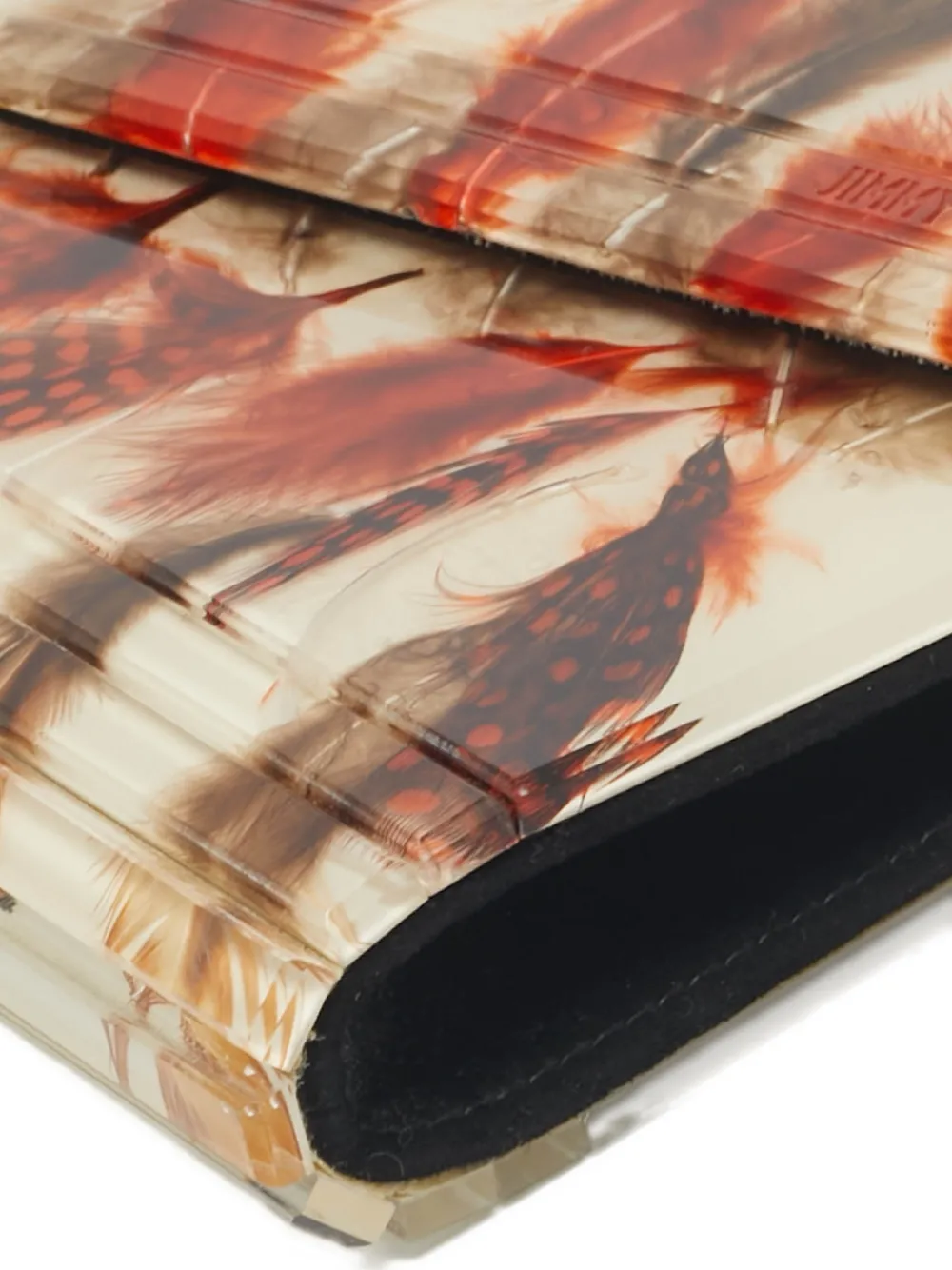 JIMMY CHOO Pre-owned Feather-print Chain Clutch In Neutral