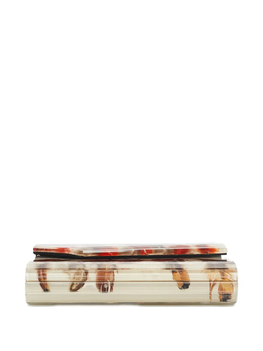 JIMMY CHOO Pre-owned Feather-print Chain Clutch In Neutral