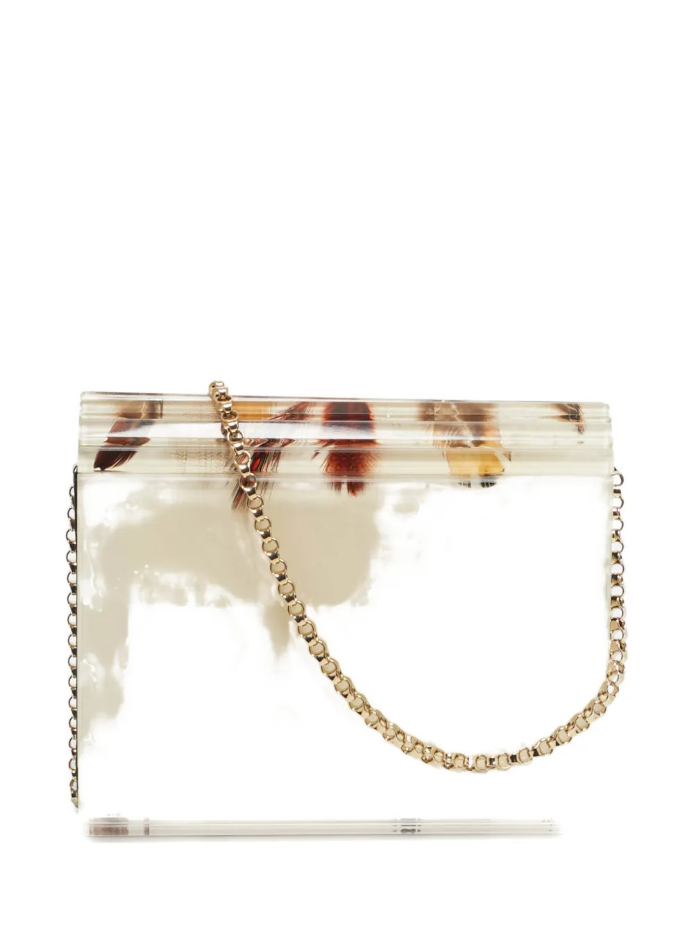 JIMMY CHOO Pre-owned Feather-print Chain Clutch In Neutral
