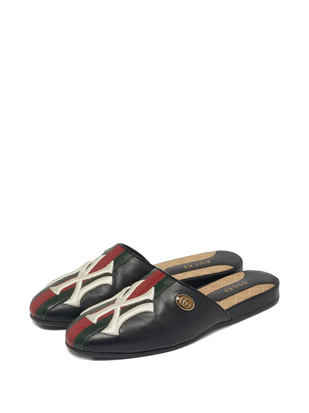 Gucci Pre-Owned x NY Yankees embroidered-logo mules - Zwart